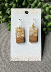 Acrylic & Wood Small Rectangle Bars - Clear with Gold Flakes
